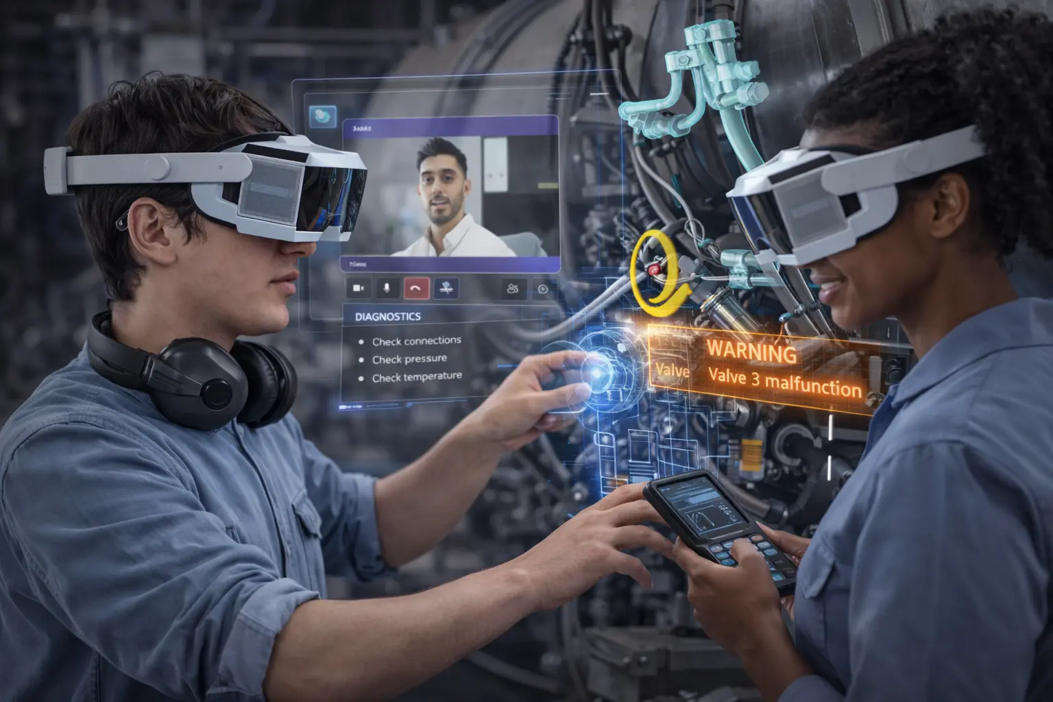 Experiencia Glassear AR - Usuario en entorno industrial